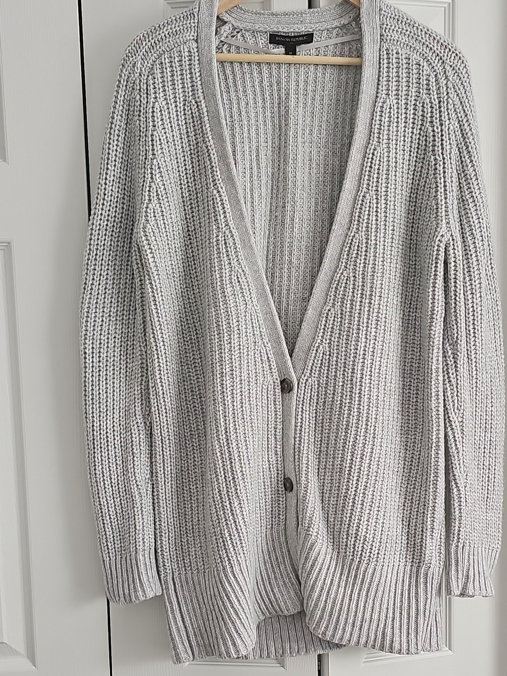 Banana Republic Light Grey Ribbed V-Neck Cardigan
